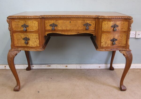 Antique Serpentine Shaped Burr Walnut Side Table - Image 2