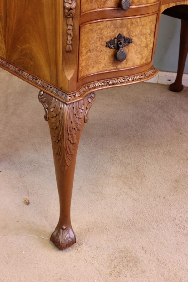 Antique Serpentine Shaped Burr Walnut Side Table Antique Antique Tables 6