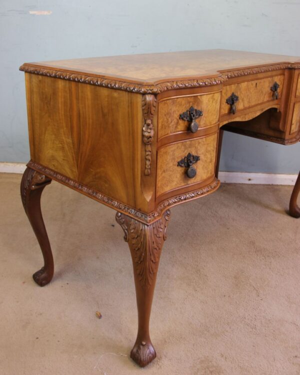 Antique Serpentine Shaped Burr Walnut Side Table - Image 7