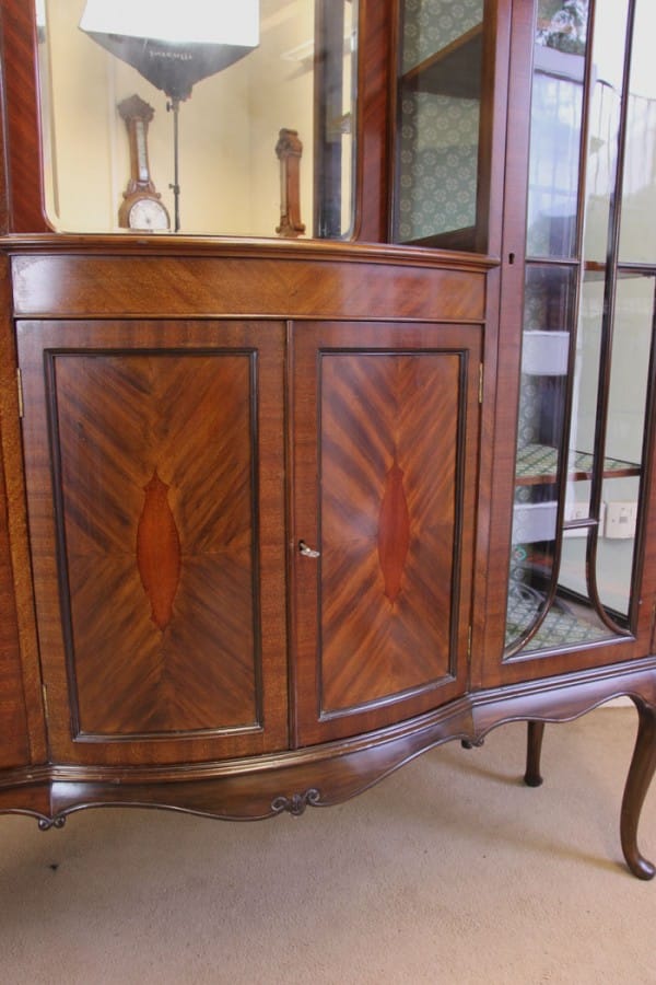 Antique Quality Shaped Mahogany Mirror Back Display Cabinet Antique Antique Cabinets 6