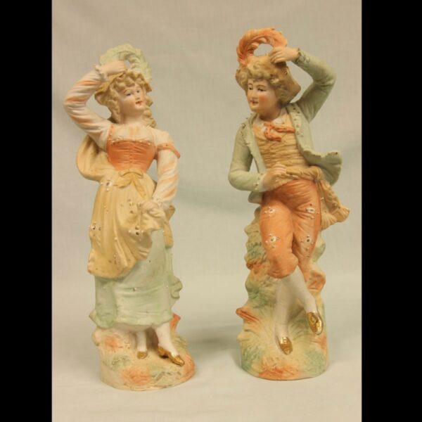 Antique Pair of Bisque Figurines of Lady & Gentleman