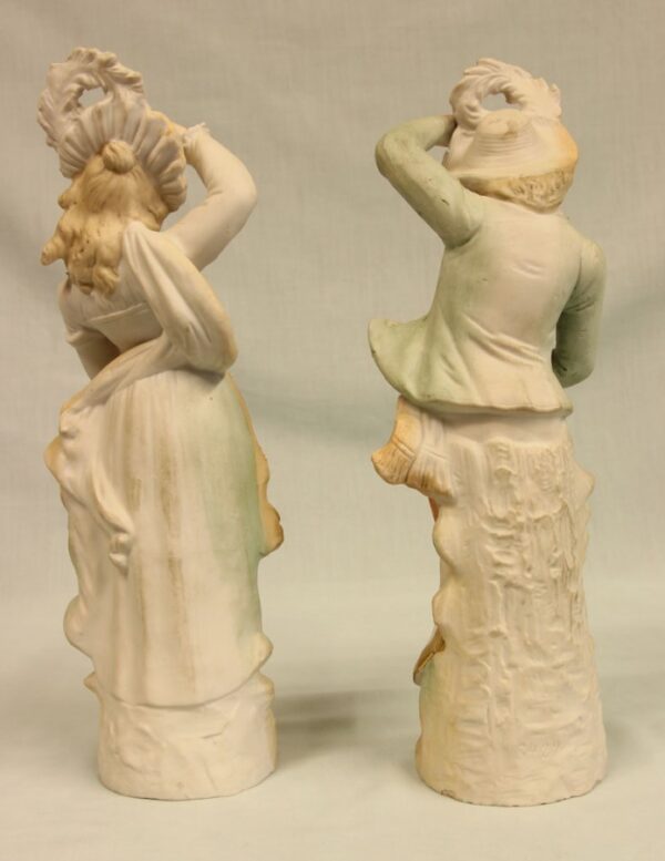 Antique Pair of Bisque Figurines of Lady & Gentleman Antique Antique Ceramics 4