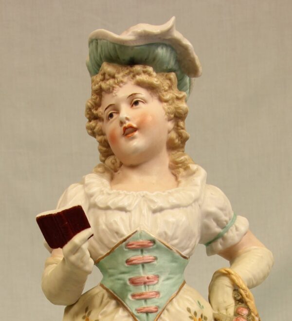 Antique Large Bisque Figurine of Young Girl. bisque Antique Ceramics 13