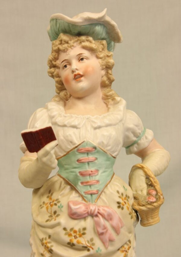 Antique Large Bisque Figurine of Young Girl. bisque Antique Ceramics 4