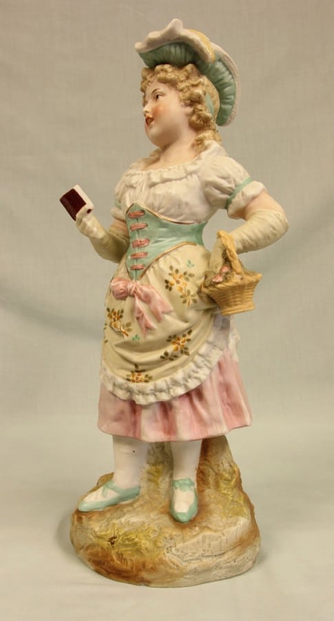 Antique Large Bisque Figurine of Young Girl. bisque Antique Ceramics 5