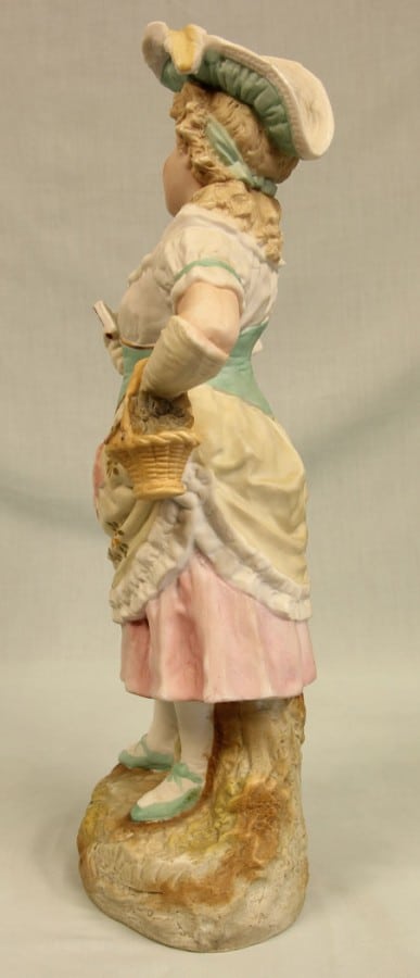 Antique Large Bisque Figurine of Young Girl. bisque Antique Ceramics 6
