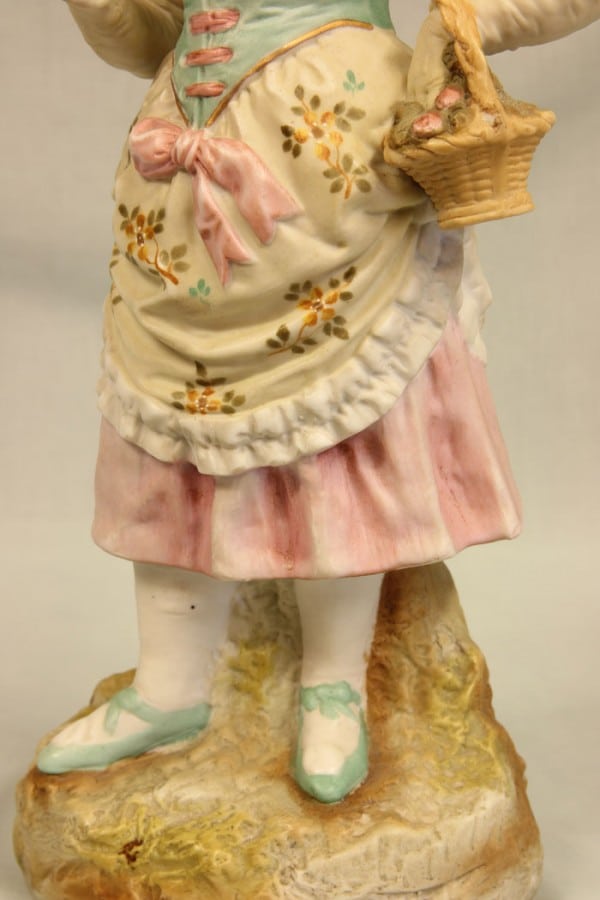 Antique Large Bisque Figurine of Young Girl. bisque Antique Ceramics 7