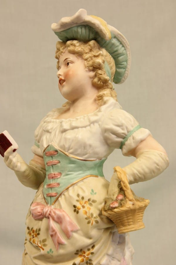 Antique Large Bisque Figurine of Young Girl. bisque Antique Ceramics 8