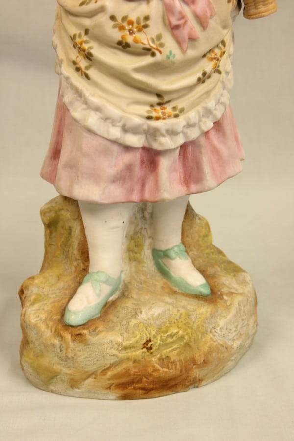 Antique Large Bisque Figurine of Young Girl. bisque Antique Ceramics 11