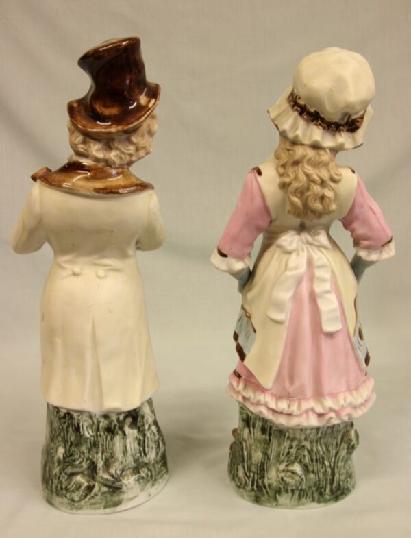 Antique Glazed & Bisque Porcelain Pair of Figurines. - Image 2