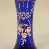 Antique Pair of Bristol Blue Glass Decorated Vases - Image 3