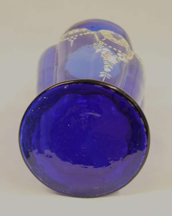 Antique Bristol Blue Glass Decorated Vase - Image 7