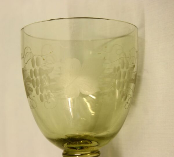 Pair Antique Hock / Wine Glasses green glass Antique Glassware 9