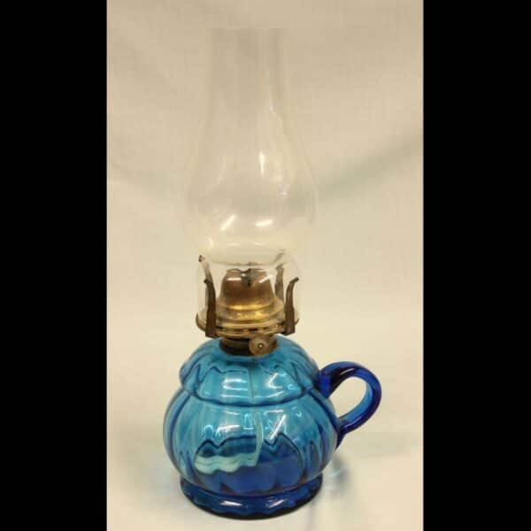 Antique Blue Glass Finger / Hand Oil Lamp