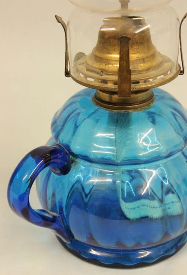 Antique Blue Glass Finger / Hand Oil Lamp - Image 5