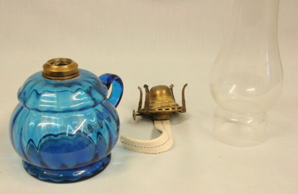 Antique Blue Glass Finger / Hand Oil Lamp Antique Antique Lighting 9