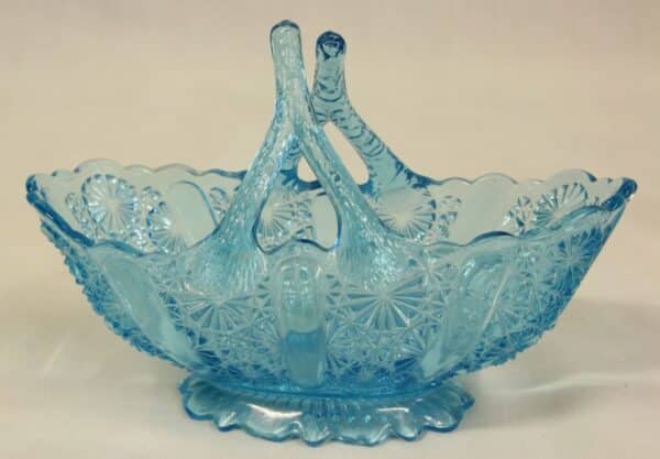 Antique Blue Glass Davidsons Basket Antique Antique Glassware 4
