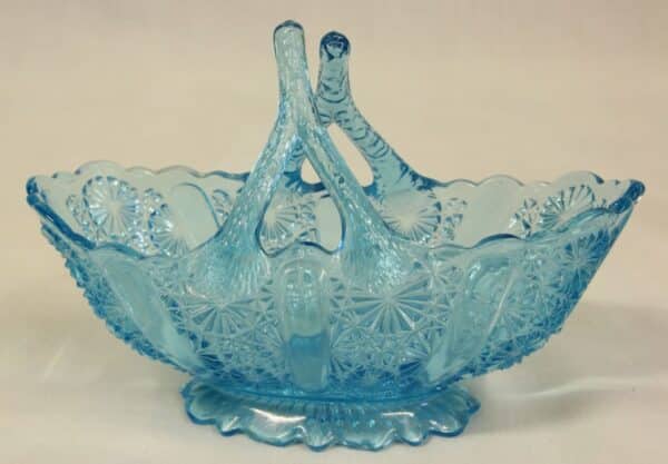 Antique Blue Glass Davidsons Basket - Image 2