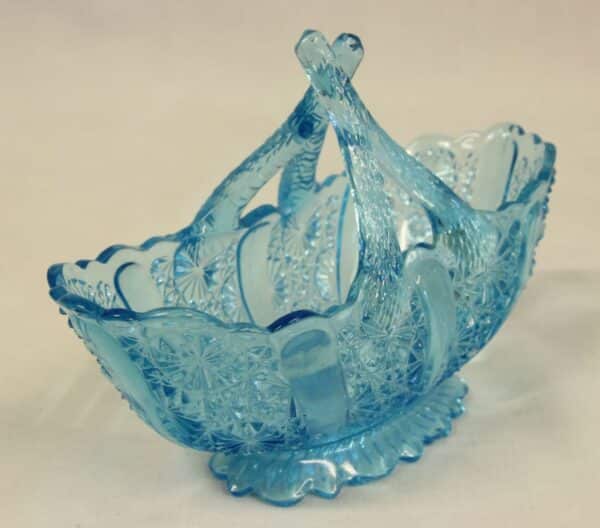 Antique Blue Glass Davidsons Basket - Image 3