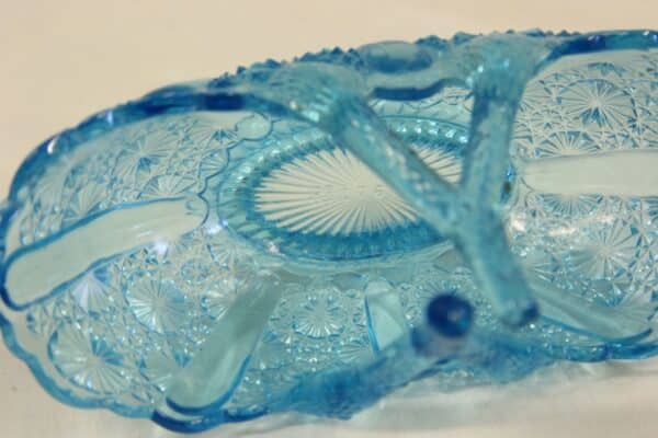 Antique Blue Glass Davidsons Basket - Image 6