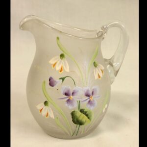 Antique Pretty Frosted Glass Decorated Jug