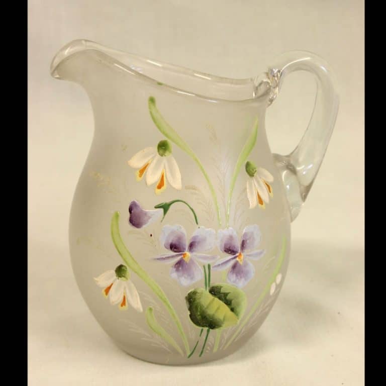 Antique Pretty Frosted Glass Decorated Jug Antique Antique Glassware Antique Pretty Frosted Glass Decorated Jug