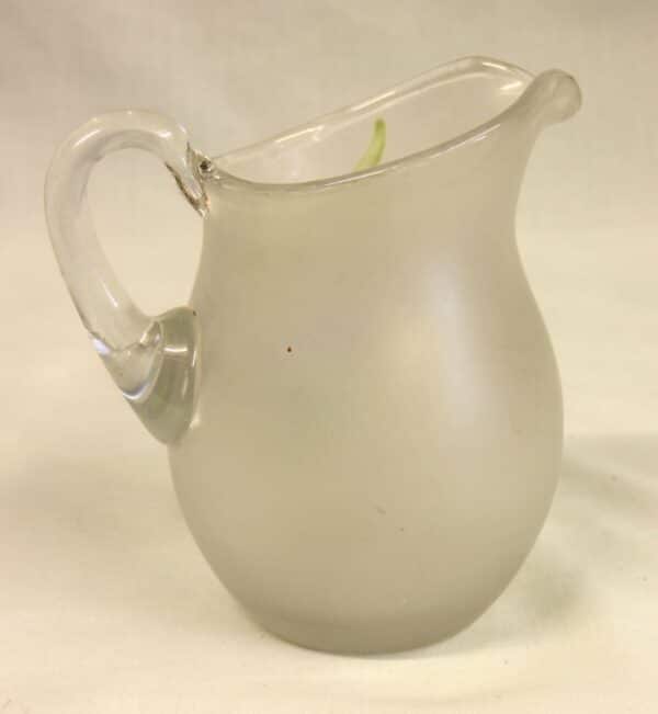 Antique Pretty Frosted Glass Decorated Jug Antique Antique Glassware 6