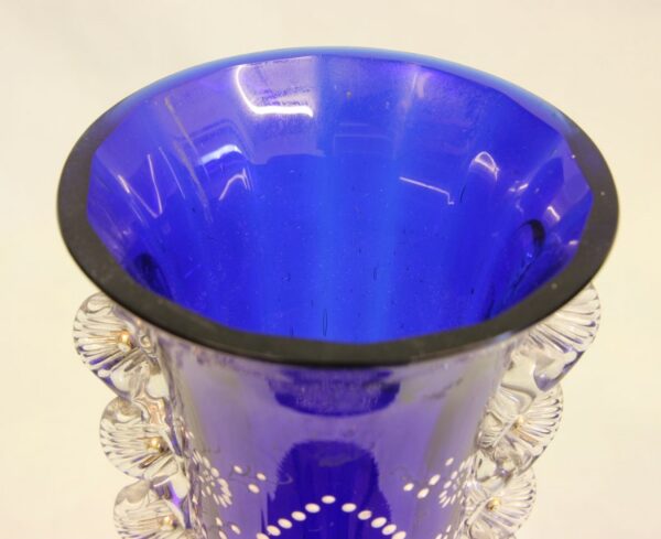 Antique Impressive Bristol Blue Glass Decorated Vase Antique Antique Vases 10
