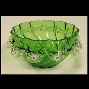 Antique Victorian Green Glass Frilled Bowl