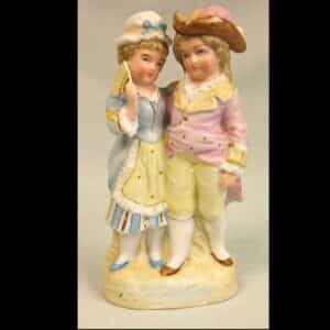Antique Single Glazed Figure of Young Boy & Girl