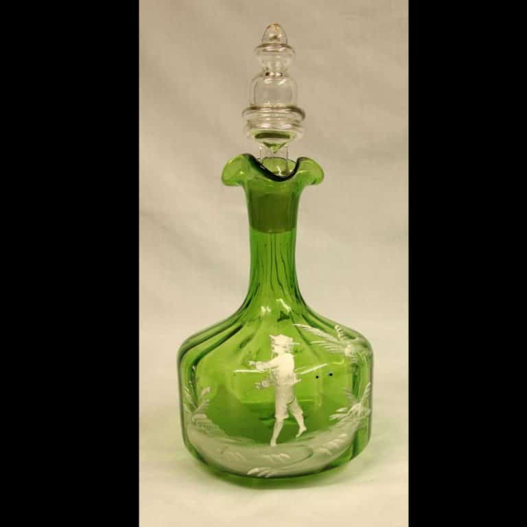 Antique Mary Gregory Green Glass Decanter decanter Antique Glassware Antique Mary Gregory Green Glass Decanter
