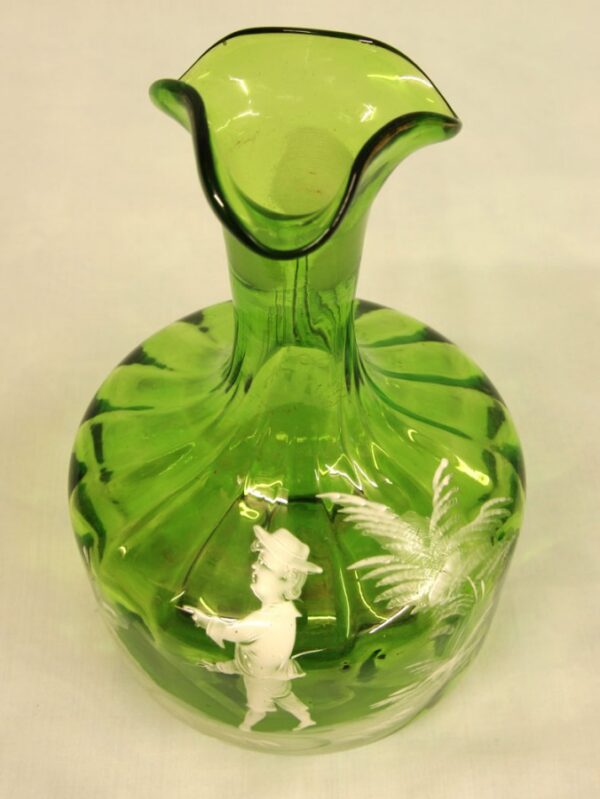 Antique Mary Gregory Green Glass Decanter decanter Antique Glassware 7