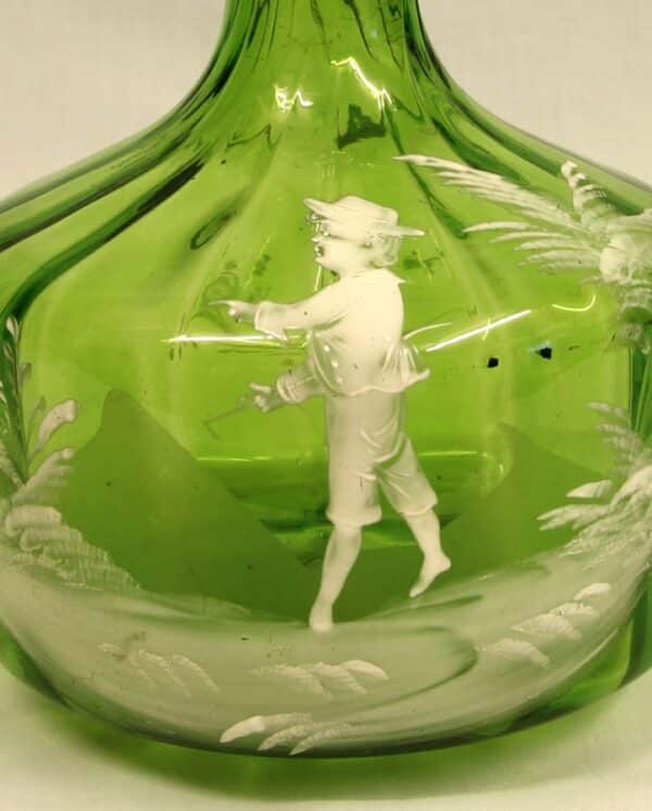 Antique Mary Gregory Green Glass Decanter - Image 7