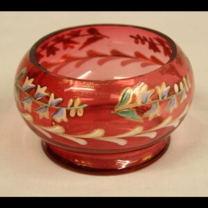 Late Victorian Cranberry Glass Decorated Salt
