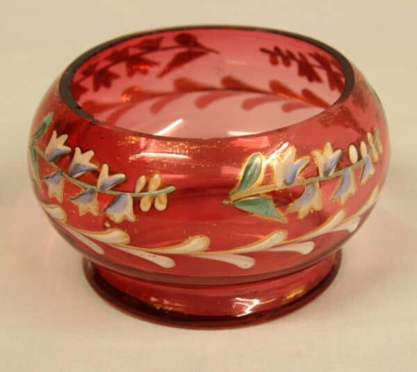 Late Victorian Cranberry Glass Decorated Salt - Image 2