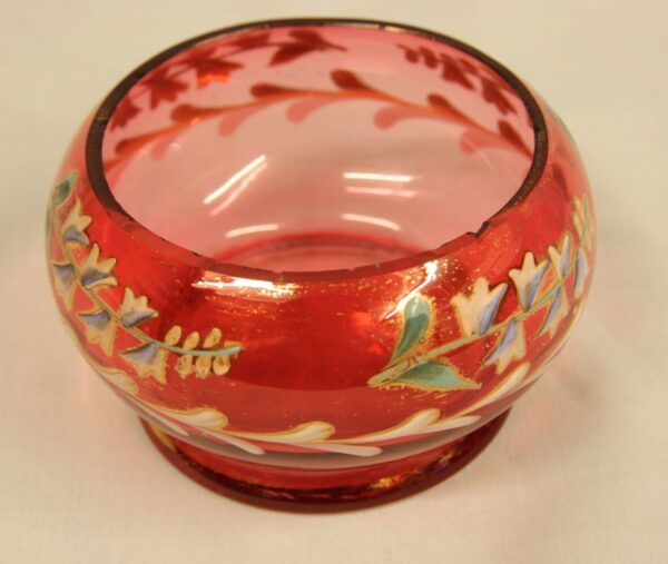 Late Victorian Cranberry Glass Decorated Salt - Image 3