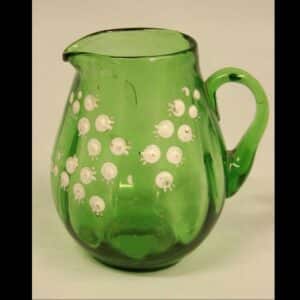 Late Victorian Green Glass Decorated Small Jug