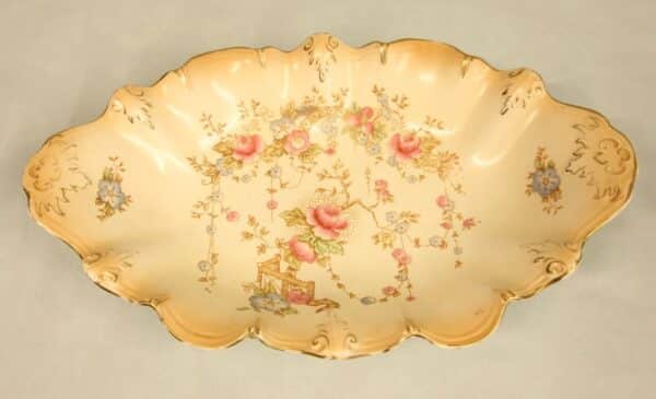 Antique Crown Devon Shaped Decorated Dish Antique Antique Ceramics 7