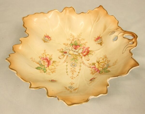 Antique Leaf Shape Crown Devon Serving Dish Antique Antique Ceramics 4