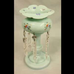 Antique Shaped Single Green Glass Lustre