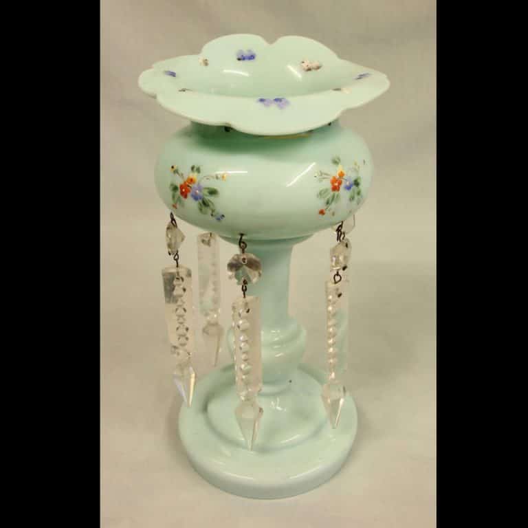 Antique Shaped Single Green Glass Lustre Antique Antique Glassware Antique Shaped Single Green Glass Lustre