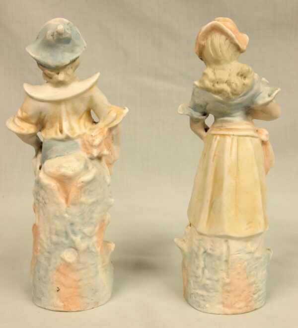 Pair of Bisque Figurines of Young Boy & Girl. bisque Antique Ceramics 5