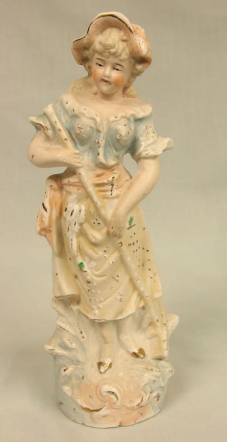 Pair of Bisque Figurines of Young Boy & Girl. bisque Antique Ceramics 6