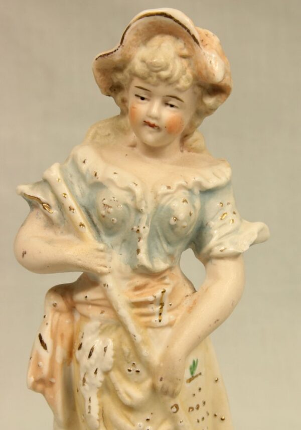 Pair of Bisque Figurines of Young Boy & Girl. bisque Antique Ceramics 7