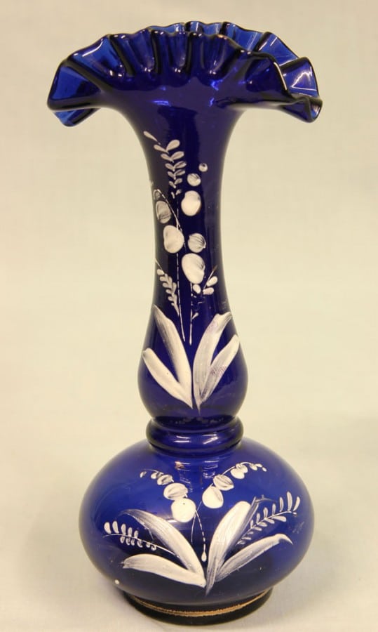 Antique Bristol Blue Glass Vase Antique Antique Glassware 4