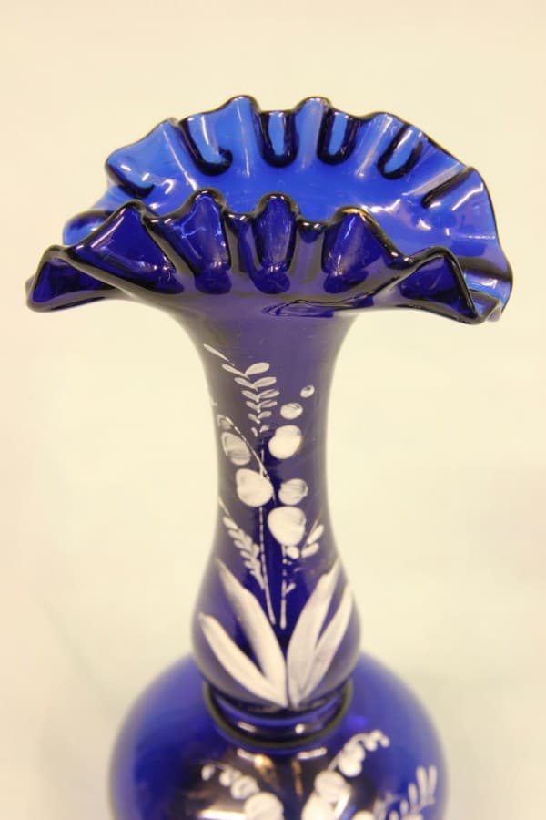 Antique Bristol Blue Glass Vase Antique Antique Glassware 6