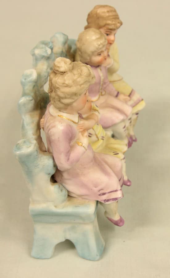 Bisque Figure of Children and Mother Seated Antique Antique Ceramics 6