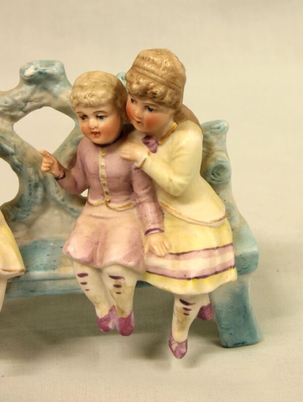 Bisque Figure of Children and Mother Seated Antique Antique Ceramics 8