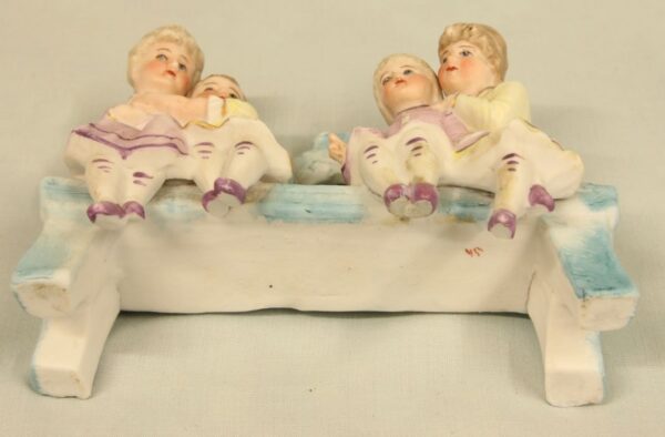 Bisque Figure of Children and Mother Seated Antique Antique Ceramics 9