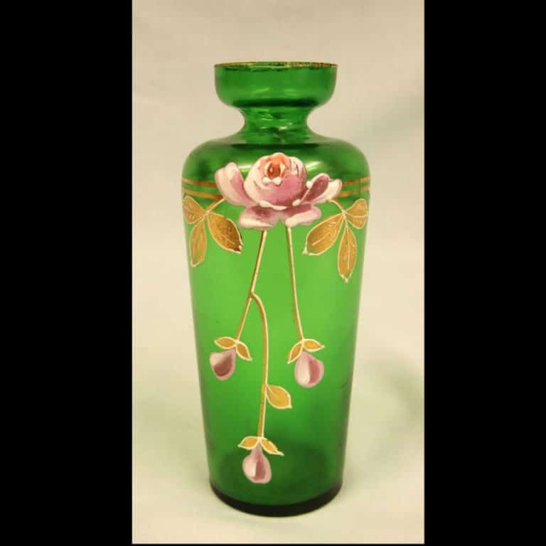Antique Green Glass Decorated Vase Antique Antique Vases Antique Green Glass Decorated Vase